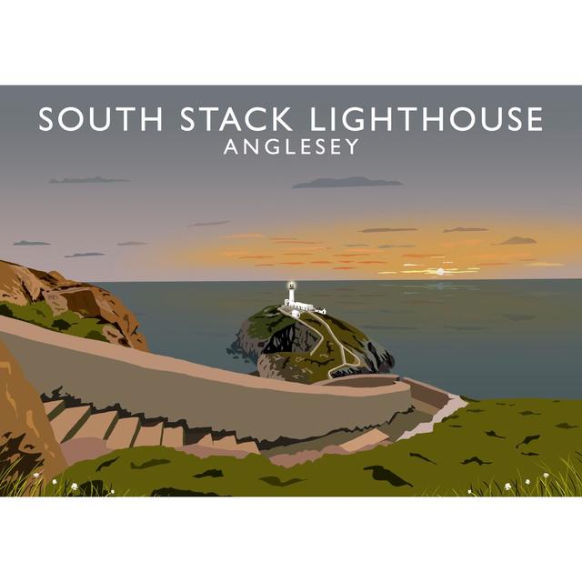 South Stack Lighthouse by Richard O'Niel - Graphic Art Print on Paper East Urban Home Size: 44 cm H x 54 cm W x 2.2 cm D, Format: Black Wood Frame on Productcaster.