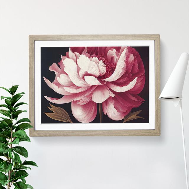 Tremendous Peony Flower - Single Picture Frame Print Marlow Home Co. Frame Colour: Oak, Size: 46cm H x 64cm W x 2cm D on Productcaster.