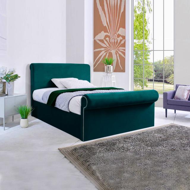 Cianne Upholstered Bed Frame Rosalind Wheeler Colour: Green, Size: Small Double (4') on Productcaster.