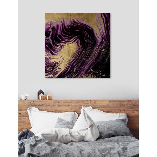 Plum And Gold Agate - Painting East Urban Home Format: Wrapped Canvas, Size: 55.88cm H x 55.88cm W x 1.27cm D on Productcaster.