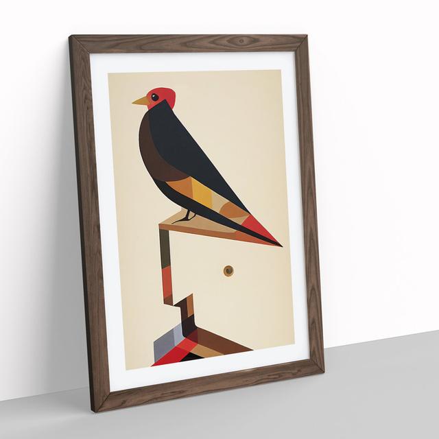 Cubist Abstract Bird - Picture Frame Graphic Art Marlow Home Co. Frame Colour: Walnut, Size: 34cm H x 25cm W x 2cm D on Productcaster.