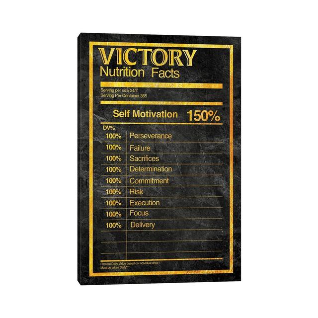 Nutrition Faces Victory - Gold Happy Larry Size: 66.04cm H x 45.72cm W x 1.91cm D, Format: Wrapped Canvas on Productcaster.