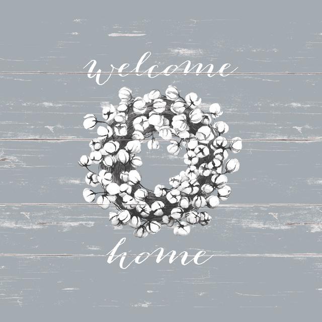 Welcome Home Cotton Distressed - Wrapped Canvas Typography Brambly Cottage Size: 91cm H x 91cm W x 3.8cm D on Productcaster.