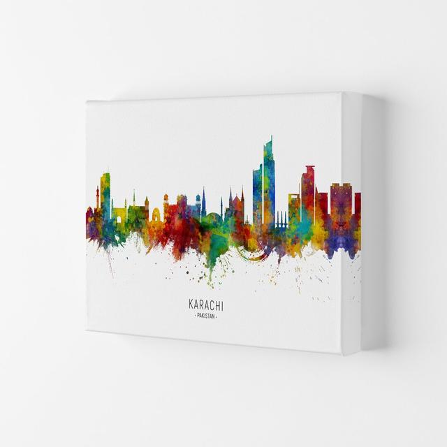 Karachi Pakistan Skyline by Michael Tompsett - Graphic Art Latitude Run Format: Wrapped Canvas, Size: 29.7cm H x 42cm W x 4cm D on Productcaster.