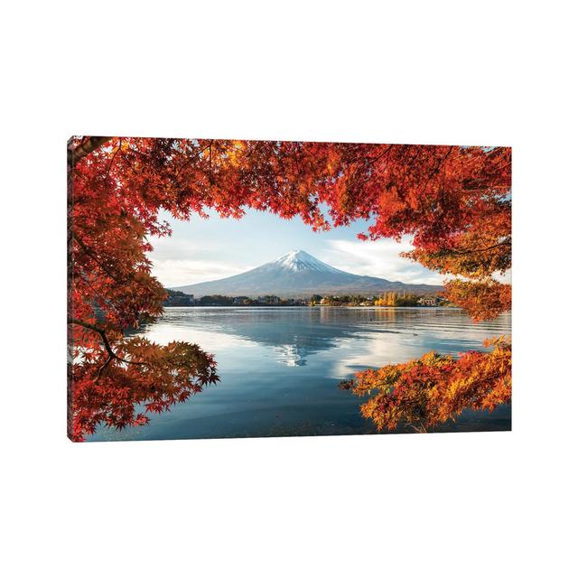 Mount Fuji at Lake Kawaguchiko During Autumn Season by Jan Becke - Wrapped Canvas Graphic Art Alpen Home Size: 30.48cm H x 45.72cm W on Productcaster.