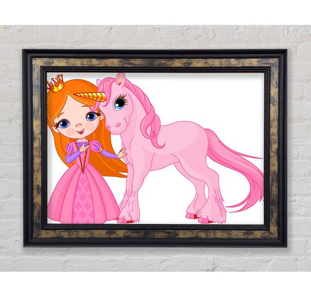 Princess And The Unicorn - Single Picture Frame Art Prints Canora Grey Size: 84.1cm H x 142.2cm W on Productcaster.