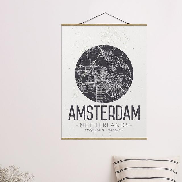 Grafikdruck Amsterdam City Map - Retro Williston Forge Maße: 133,5 cm H x 100 cm B x 0,3 cm T on Productcaster.