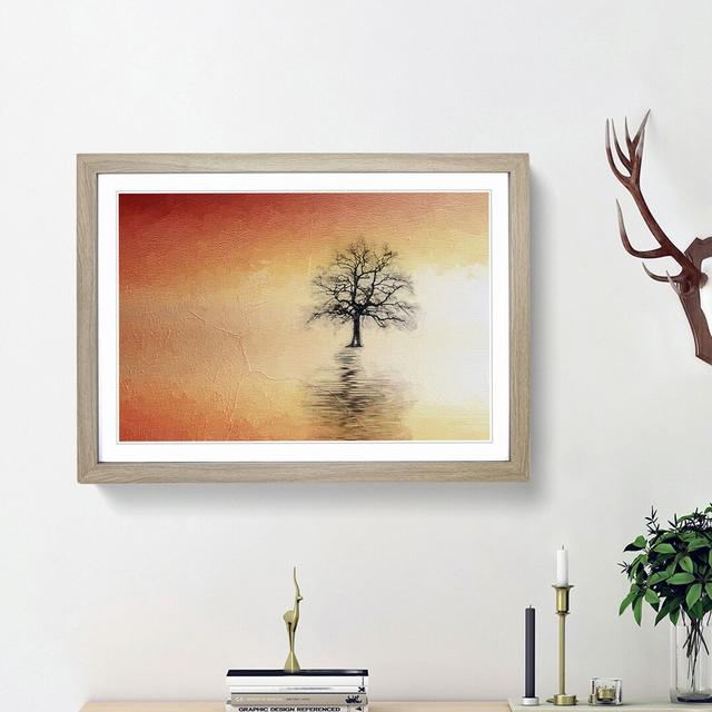 Tree Reflection at Sunset in Abstract - Picture Frame Painting Print East Urban Home Frame Option: Oak Framed, Size: 48cm H x 65cm W x 2cm D on Productcaster.