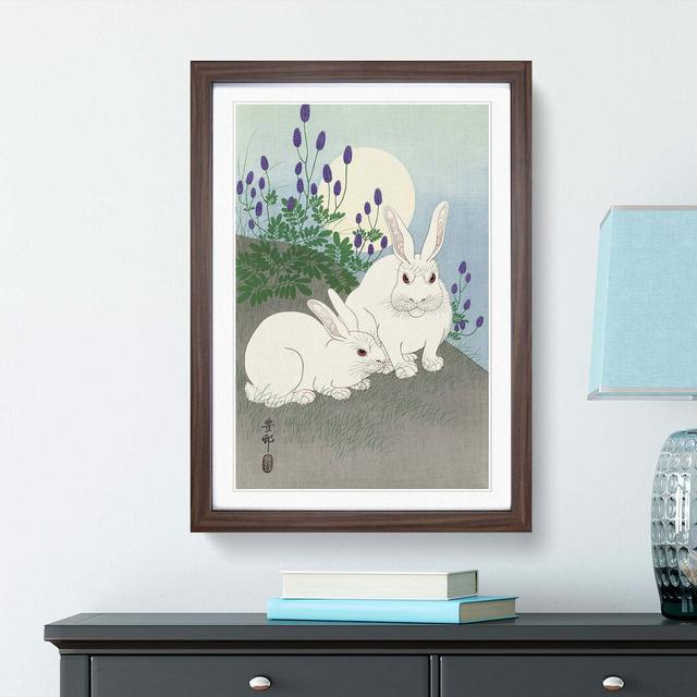 Rabbits at Full Moon by Ohara Koson - Picture Frame Painting Print East Urban Home Frame Option: Walnut, Size: 76cm H x 50cm W x 2cm D on Productcaster.