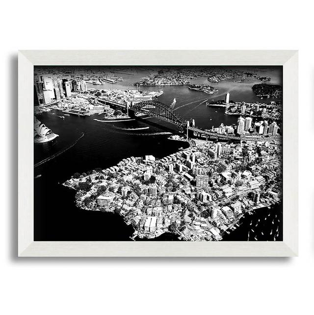 Sydney Harbour Bridge Ariel View B N W - Single Picture Frame Art Prints Brayden Studio Size: 42cm H x 59.7cm W on Productcaster.