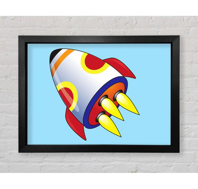 Flying Rocket Ship Framed Print Isabelle & Max Size: 42.1cm H x 59.7cm W, Colour: Baby Blue on Productcaster.