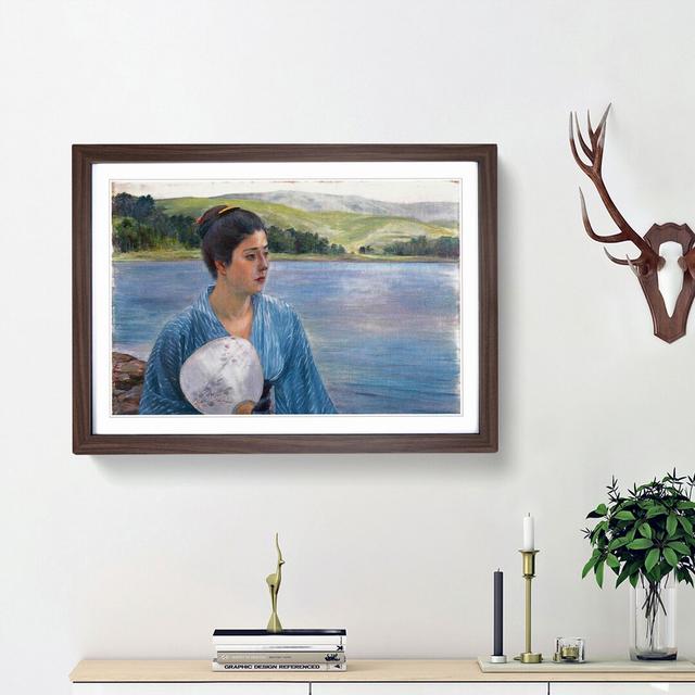 Lady with a Fan by Kuroda Seiki - Picture Frame Painting Print East Urban Home Size: 48cm H x 65cm W x 2cm D, Frame Option: Walnut Framed on Productcaster.