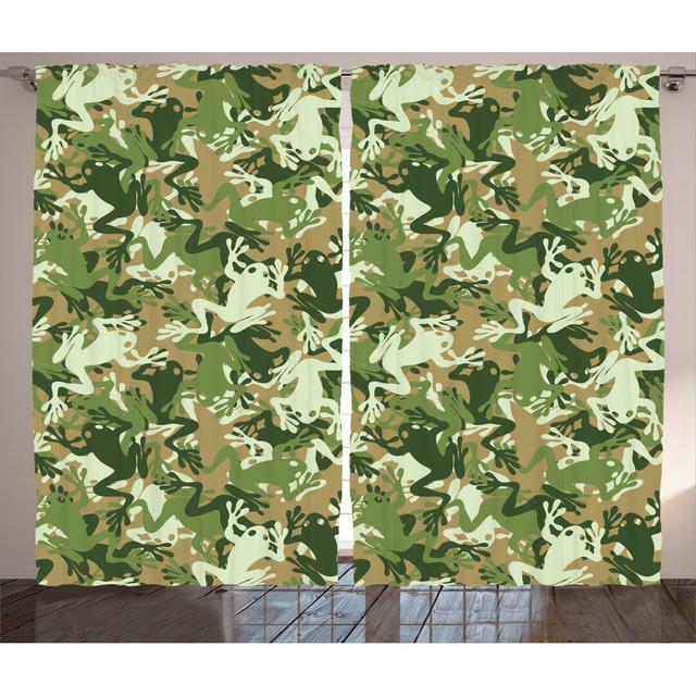 Vorhang-Set Skull Camouflage Design Various Frog Pattern Different Tones mit Stangendurchzug, halbtransparent (Set of 2) East Urban Home Panel-Größe: on Productcaster.