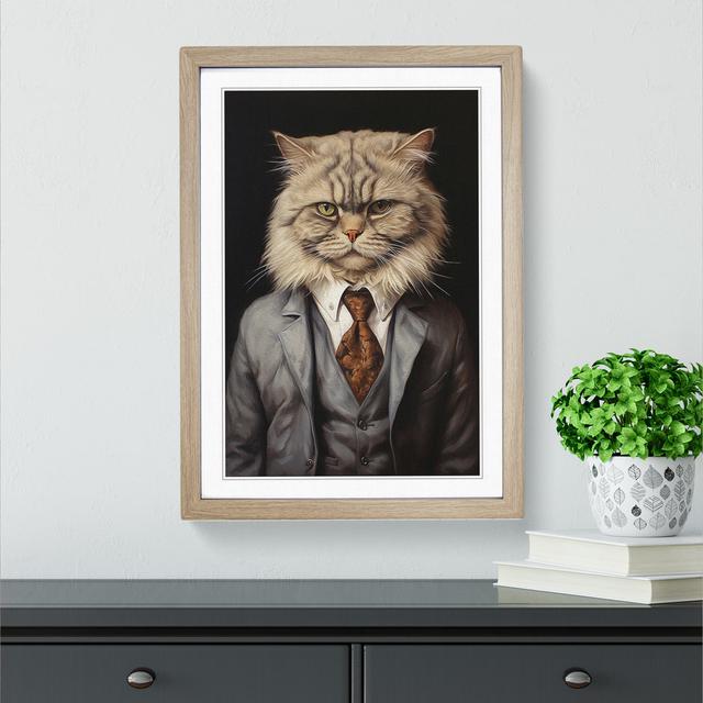 Persian Cat in a Suit Painting No.2 Happy Larry Format: Oak, Size: 46" H x 34" W x 2" D on Productcaster.