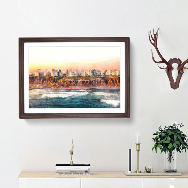 Lima Skyline in Peru - Picture Frame Graphic Art Print East Urban Home Frame Option: Walnut Framed, Size: 24cm H x 33cm W x 2cm D on Productcaster.