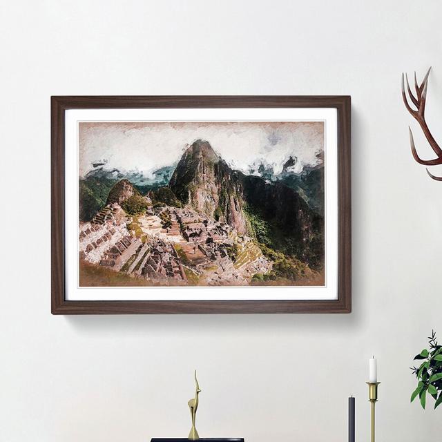 Machu Picchu and Huayna Picchu Mountain - Picture Frame Painting Print East Urban Home Size: 48cm H x 65cm W x 2cm D, Frame Option: Walnut Framed on Productcaster.