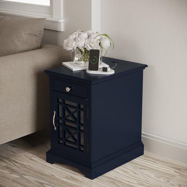 Sina 1 Drawer Bedside Table August Grove Colour: Navy on Productcaster.