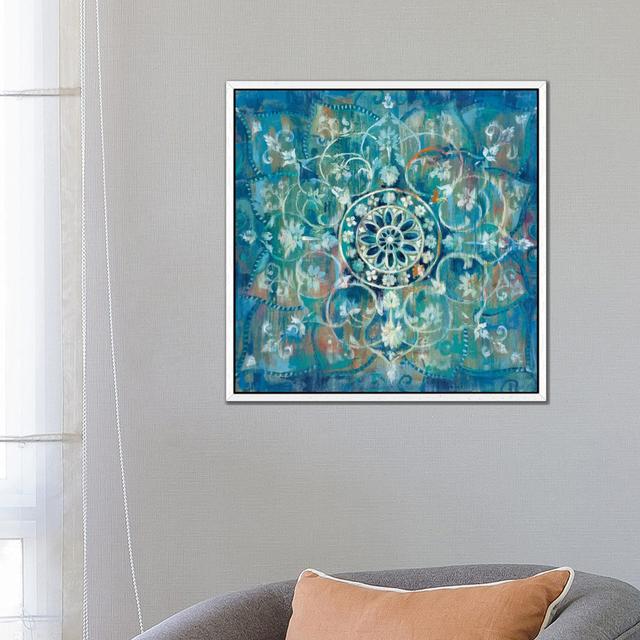 Mandala In Blue Iii by Danhui Nai - Painting on Canvas Langley Street Size: 66.04cm H x 66.04cm W x 3.8cm D, Format: Black Floater Frame on Productcaster.