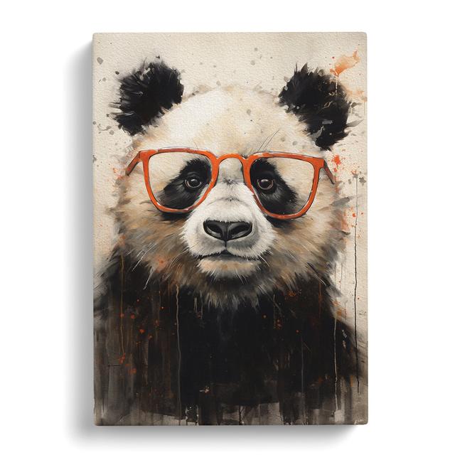 Panda with Glasses Painting No.2 Happy Larry Size: 50cm H x 35cm W x 3cm D on Productcaster.