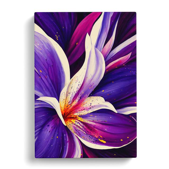 Haninerm Iris Flower Splatter Vol.2 - Wrapped Canvas Graphic Art Marlow Home Co. Size: 76cm H x 50cm W x 3cm D on Productcaster.