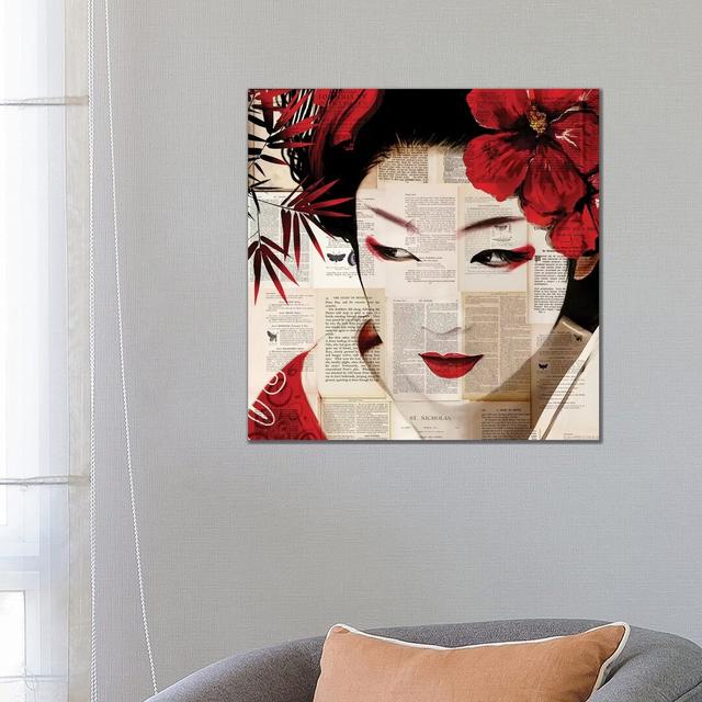 Geisha II by Caroline Wendelin - Graphic Art Print on Canvas Bloomsbury Market Format: Wrapped Canvas, Size: 66.04cm H x 66.04cm W x 3.81cm D on Productcaster.