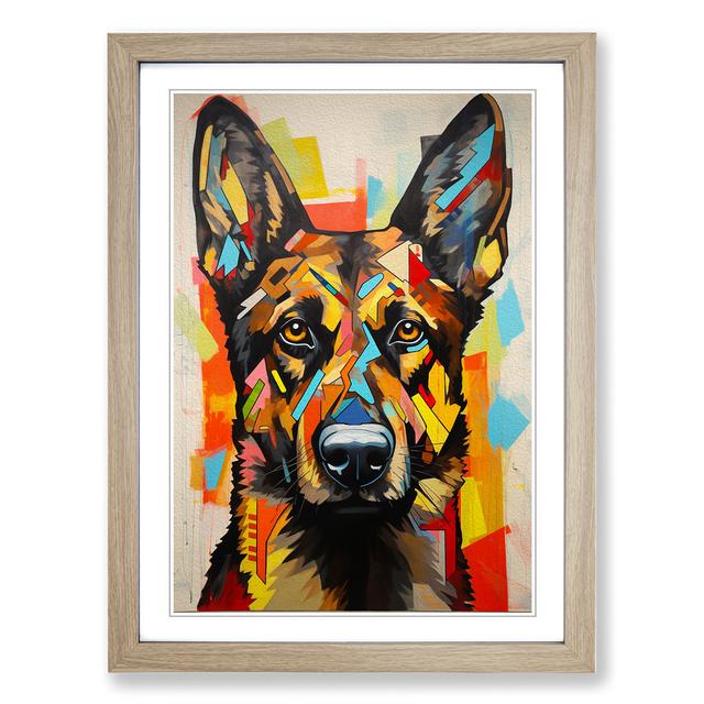 German Shepherd Expressionism - Print Marlow Home Co. Format: Oak, Size: 34cm H x 25cm W x 2cm D on Productcaster.