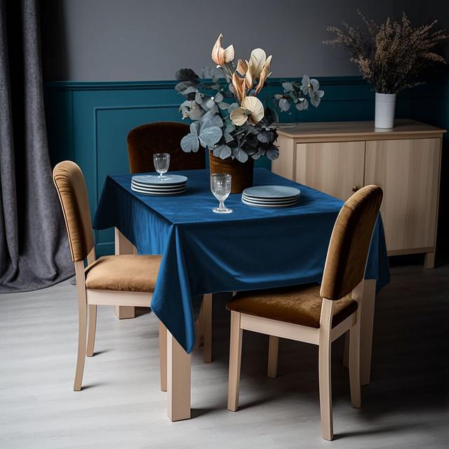 Matte Velvet Square Tablecloth Lilijan Home & Curtain Colour: Lapis Blue, Size: 52cm D x 52cm L on Productcaster.