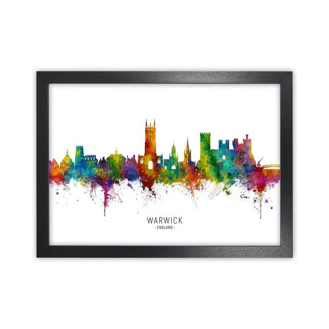 Warwick England Skyline by Michael Tompsett - Graphic Art Print Latitude Run Size: 46cm H x 63cm W x 3cm D, Format: Black Framed on Productcaster.