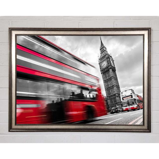 Iconic Red Bus Passed Big Ben - Single Picture Frame Art Prints Brayden Studio Size: 59.7cm H x 84.1cm W x 1.5cm D on Productcaster.