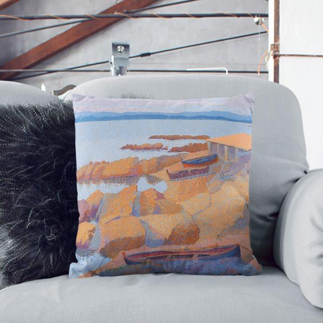 Coast Near Antibes Scatter Cushion East Urban Home Size: 55cm H x 55cm W x 20cm D, Backing Colour: Black on Productcaster.