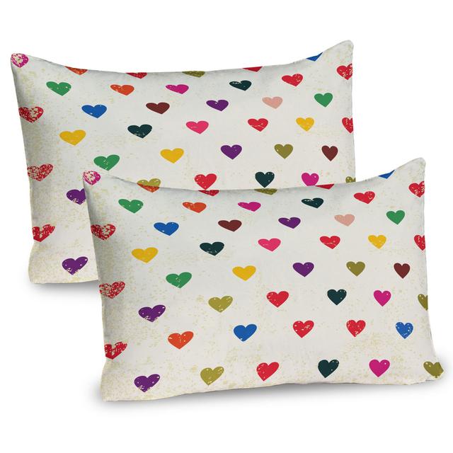 Distressed Love Hearts Microfiber Sham (Set of 2) East Urban Home on Productcaster.