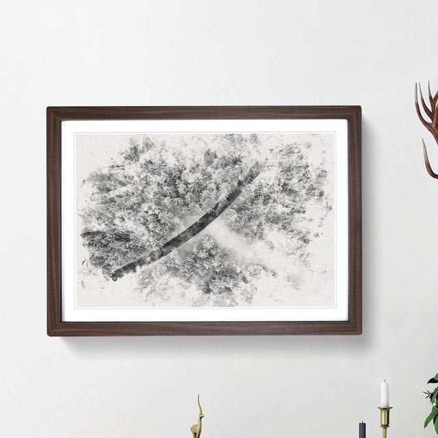 Road Through the Winter Forest - Picture Frame Painting Print East Urban Home Frame Option: Walnut Framed, Size: 45cm H x 63cm W x 2cm D on Productcaster.