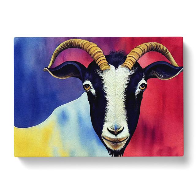 Watercolour Goat - Wrapped Canvas Print Brambly Cottage Size: 40cm H x 60cm W x 3cm D on Productcaster.