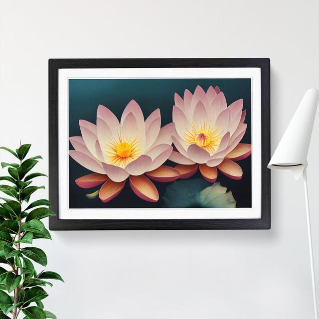 Endearing Lotus Flowers - Picture Frame Graphic Art World Menagerie Frame Colour: Black Framed, Size: 34cm H x 46cm W x 2cm D on Productcaster.