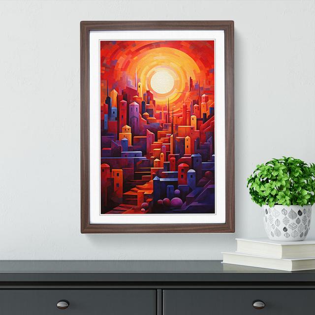 Sunset Orphism No.2 - Single Picture Frame Art Prints on Wood Marlow Home Co. Frame Colour: Walnut, Size: 64cm H x 46cm W x 2cm D on Productcaster.