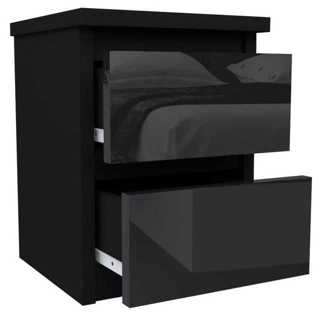 Elle-Jay 2 Drawer Bedside Table 17 Stories Colour: Black on Productcaster.