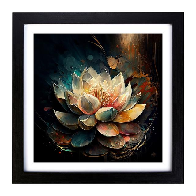 Lotus Flower Abstract Expressionism No.1 - Single Picture Frame Print on Wood Latitude Vive Format: Black on Productcaster.