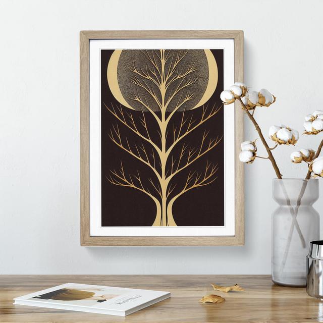 Art Deco Tree No.2 - Wrapped Canvas Graphic Art ClassicLiving Size: 34cm H x 25cm W x 2cm D, Format: Oak Frame on Productcaster.