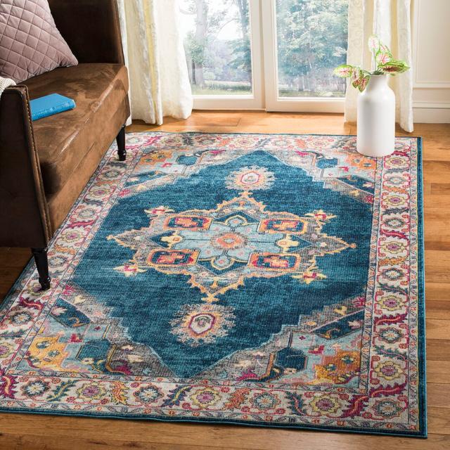 Siya Hooked Blue Rug Latitude Vive Rug Size: Rectangle 160 x 230 cm on Productcaster.