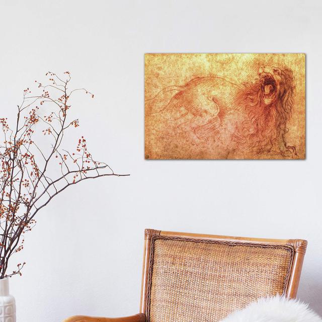 Sketch Of A Roaring Lion by Leonardo Da Vinci - Painting on Canvas East Urban Home Size: 45.72cm H x 66.04cm W x 1.91cm D, Format: Wrapped Canvas on Productcaster.