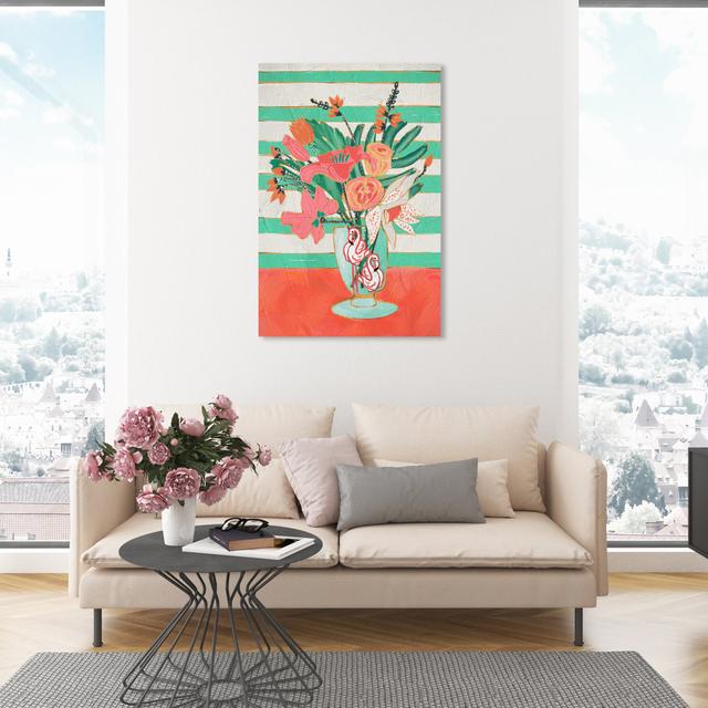 Floral And Botanical Glam Floral Bouquet In Flamingo Base, Tropical Pink And Green - Print on Canvas Oliver Gal Format: Wrapped Canvas, Size: 114.3cm on Productcaster.