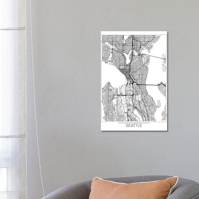 Seattle Minimal Urban Blueprint Map by Hubert Roguski - Wrapped Canvas Graphic Art Borough Wharf Size: 66.04cm H x 45.72cm W x 3.81cm D on Productcaster.