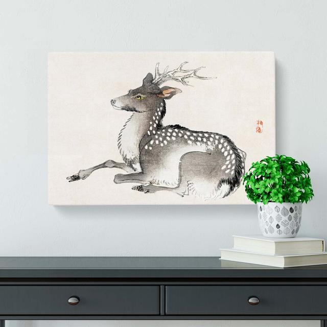 Elk by Kono Bairei - Wrapped Canvas Painting Print East Urban Home Size: 50cm H x 76cm W x 3cm D on Productcaster.