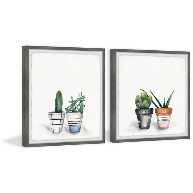 Decorated Cactus Pots Diptych Latitude Vive Size: 45" H x 45" W x 3.81" D on Productcaster.