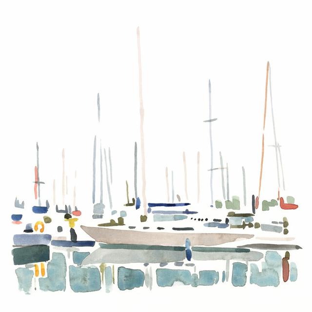 Sailboat Scenery II by Emma Caroline - Wrapped Canvas Painting Longshore Tides Size: 30cm H x 30cm W x 3.8cm D on Productcaster.