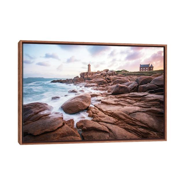 Sea Shore on Pink Granite Coast by Philippe Manguin - Floater Frame Photograph on Canvas Highland Dunes on Productcaster.