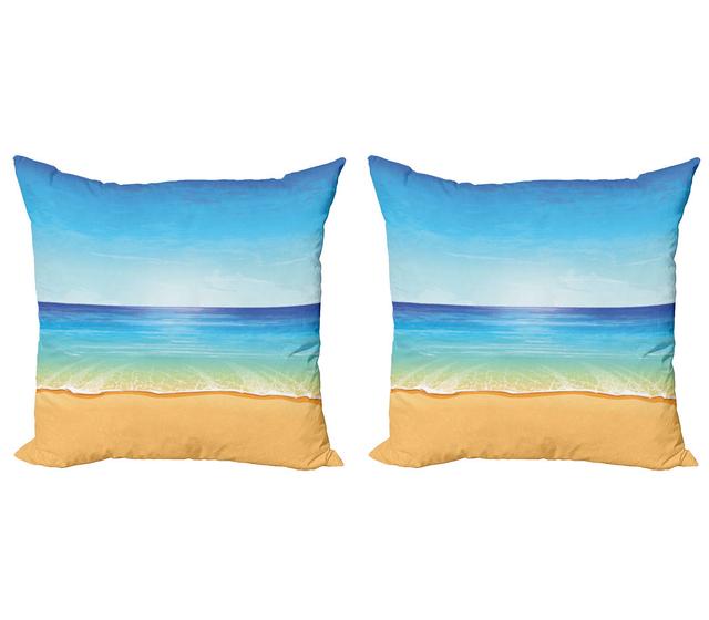 Pillow Cushion Cover Pack of 2, Exotic Hot Sunny Nature, Cream Turquoise (Set of 2) East Urban Home on Productcaster.