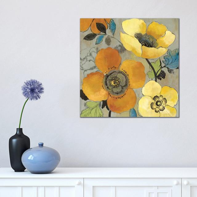 Yellow and Orange Poppies I - Wrapped Canvas Painting Rosalind Wheeler Size: 45.72cm H x 45.72cm W x 3.81cm D on Productcaster.