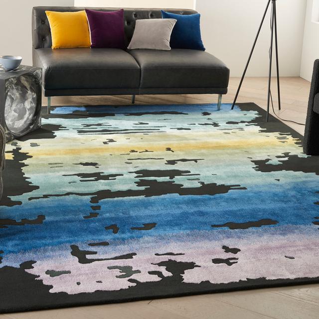 Chamarra Hand Tufted Wool Black/Multicolour Rug Ivy Bronx Rug Size: Rectangle 168 x 226cm on Productcaster.