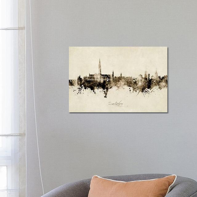 Salisbury England Skyline Vintage by Michael Tompsett - Wrapped Canvas Print Latitude Run Size: 45.72cm H x 66.04cm W x 1.9cm D on Productcaster.